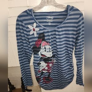 Disney Motherhood Maternity Minnie Mouse Long Sleeved Hooded Shirt Size Medium